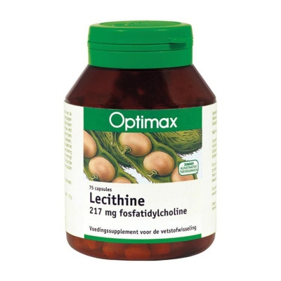 Foto van Optimax lecithine 217mg fosfaat 75cap via drogist