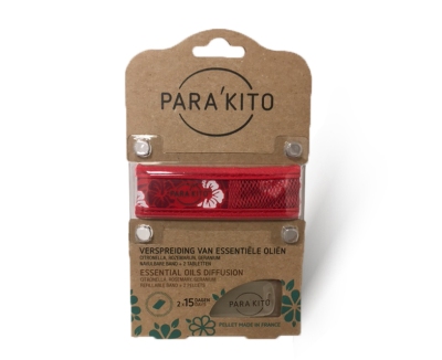 Foto van Parakito armband design rood met 2 tabletten 1st via drogist