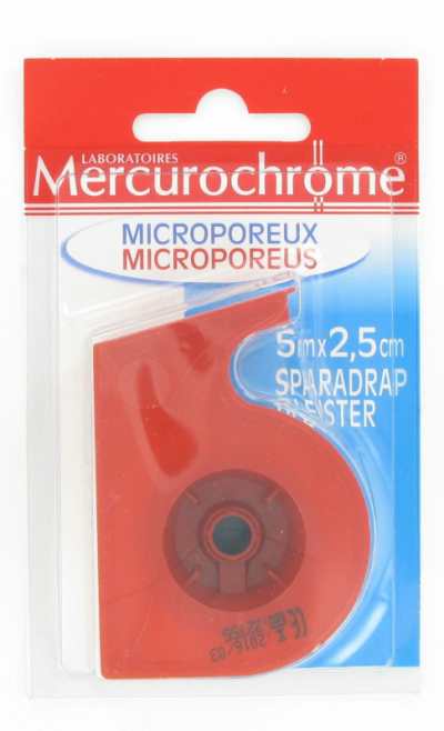 Mercurochrome pleisters microporeus 5mx2,5cm 1 stuk  drogist
