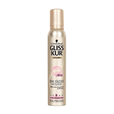 Foto van Gliss kur mousse hold & silk gloss 200ml via drogist