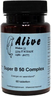 Foto van Alive vitamine b super b50 complex 60tab via drogist