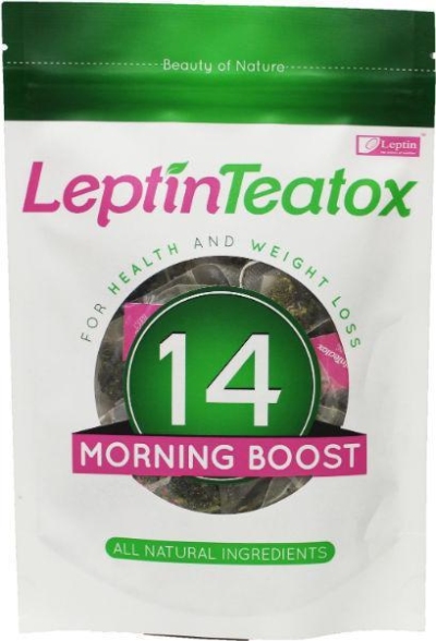 Foto van Leptin teatox detox morning boost thee 2.5 gram 14x2.5 via drogist