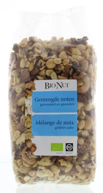 Foto van Bionut gemengde noten gerookt & gezouten 1000g via drogist