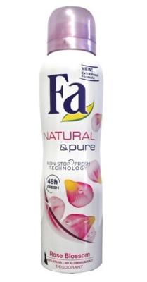 Foto van Fa deodorant spray natural & pure rose blossom 150ml via drogist