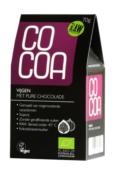 Cocoa vijgen pure chocolade raw 70gr  drogist