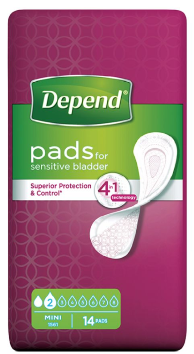 Foto van Depend pads mini 14st via drogist