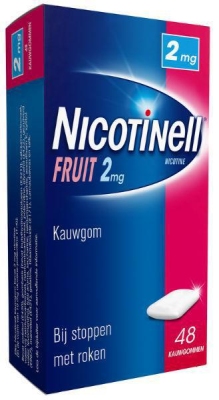 Foto van Nicotinell nicotine kauwgom fruit 2mg 48st via drogist