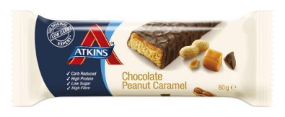 Foto van Atkins advantage reep chocolade pinda karamel 60g via drogist
