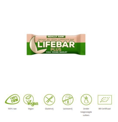 Lifefood lifebar plus chia young barley bio 47g  drogist