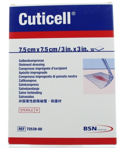 Cuticell zalfcompres 7.5 x 7.5 cm 10st  drogist