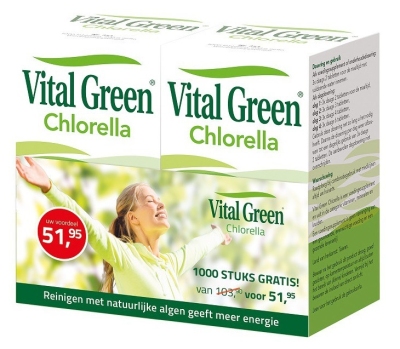 Vital green chlorella tabletten 1000 + 1000 gratis! 2000tab  drogist