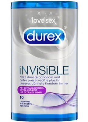Foto van Durex condoom invisible extra dun glijmiddel 10st via drogist