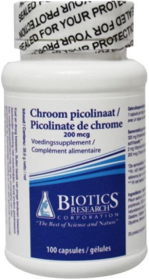 Foto van Biotics chroom picolinaat 200 mcg 100cap via drogist