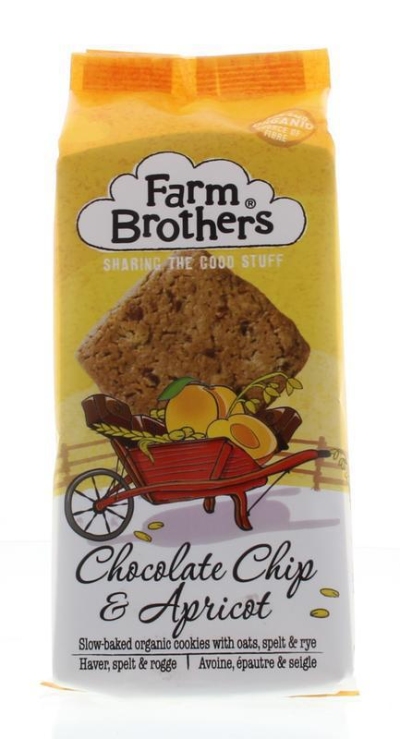 Foto van Farm brothers koekjes chocolate chip & abrikoos 150g via drogist