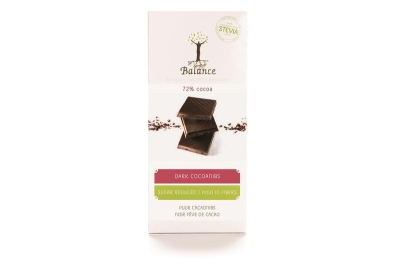Foto van Balance chocolade tablet stevia puur cacaonibs 85g via drogist