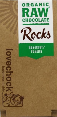 Foto van Lovechock rock hazelnut vanilla bio 80g via drogist
