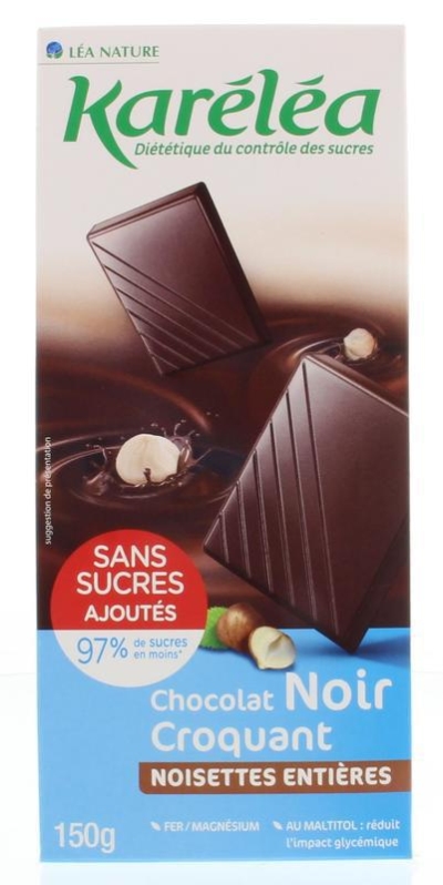 Foto van Karelea chocolade dark hazelnuts 150g via drogist