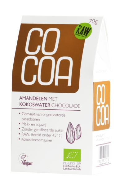 Cocoa amandelen kokoswater chocolade raw 70gr  drogist