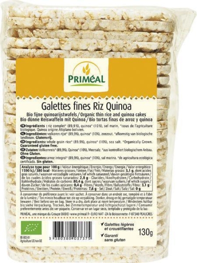 Foto van Primeal quinoa rijstwafel dun 130g via drogist