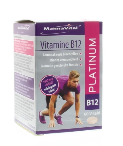 Foto van Mannavital vitamine b12 platinum 60tb via drogist