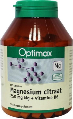 Foto van Optimax optimax magnesium citraat 250mg + vit b6 120tab via drogist