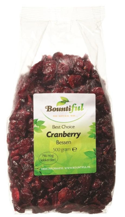 Foto van Bountiful cranberry bessen 500g via drogist