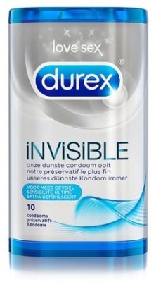 Foto van Durex condoom invisible extra dun 10st via drogist