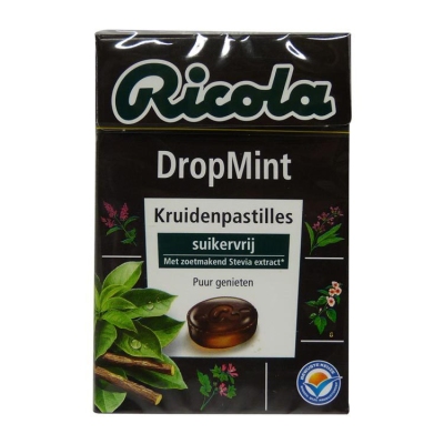 Foto van Ricola dropmint doosje stevia 20 x 50g via drogist