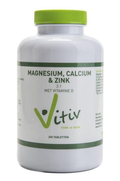 Foto van Vitiv magnesium calcium zink 200tb via drogist