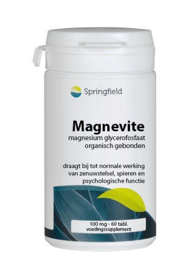 Foto van Springfield magnevite magnesium glycerofosfaat 100mg 60tab via drogist
