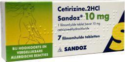 Sandoz cetirizine dichl 10 mg 7tb  drogist