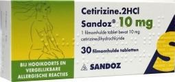 Sandoz cetirizine 10 mg 30tb  drogist