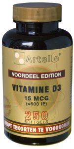 Artelle vitamine d3 15 mcg 250cap  drogist