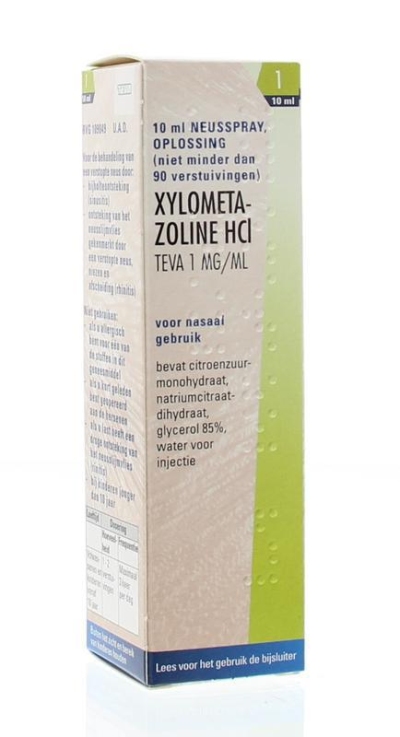 Foto van Teva xylometazoline 1 mg spray 10ml via drogist