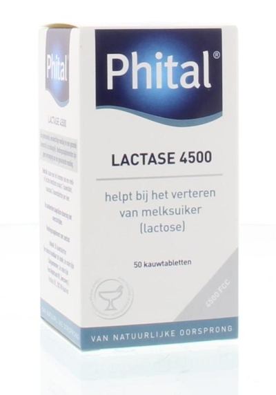Foto van Phital lactase 4500 kauwtabletten aardbei 50kt via drogist