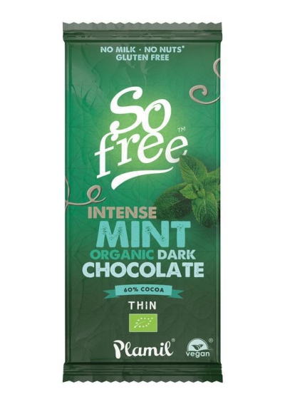 Foto van So free chocolade reep puur met mint 60% cacao dun bio 80g via drogist