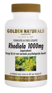 Foto van Golden naturals rhodiola 1000 mg 60cap via drogist