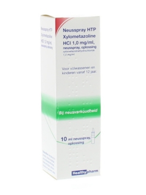 Foto van Healthypharm neusspray xylometazol 1.0% 10ml via drogist