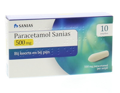 Foto van Sanias paracetamol 500 mg 10zp via drogist