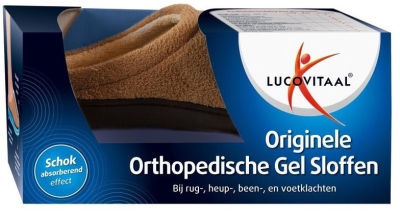 Lucovitaal orthopedische gel sloffen 38/39 camel 1 paar  drogist