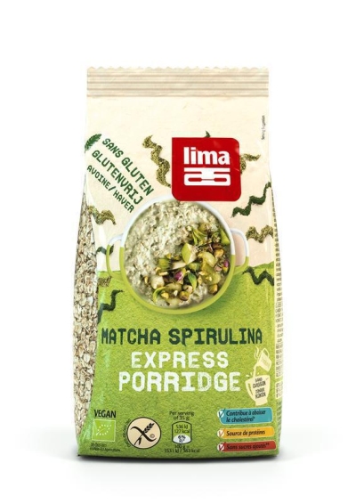 Foto van Lima porridge express matcha spirulina 350g via drogist