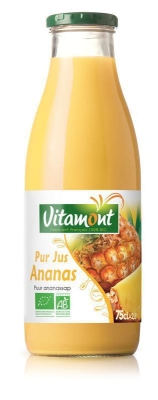 Vitamont ananassap puur bio 750ml  drogist
