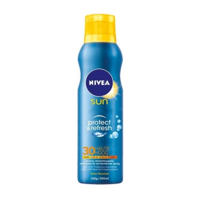 Foto van Nivea zonnebrand spray protect & refresh spf 30 200ml via drogist