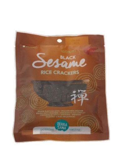 Terrasana japanse bruine rijstcrackers zwarte sesam 60g  drogist