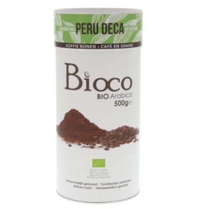 Foto van Bioco peru koffiebonen cafeïnevrij 500gr via drogist