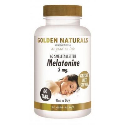 Foto van Golden naturals melatonine 3 mg 60tab via drogist