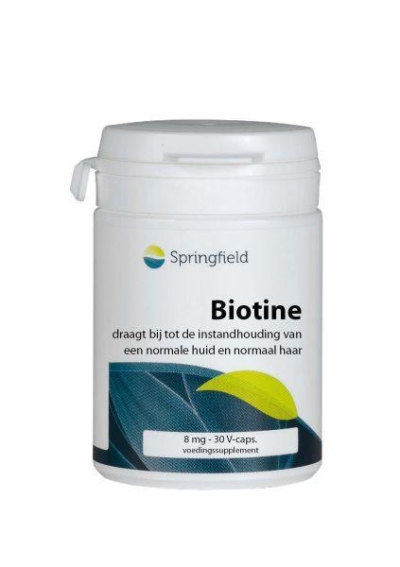 Foto van Springfield biotin-8 biotine 8000 mcg 30vc via drogist