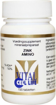 Foto van Vital cell life zink amino 15 mg 100tab via drogist