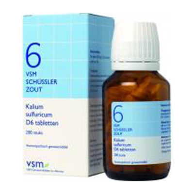 Foto van Vsm schussler celzout 6 kalium sulfur d6 200tab via drogist