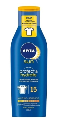 Foto van Nivea sun protect & hydrate zonnemelk spf15 200ml via drogist